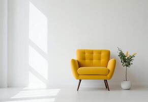 ai generado hogar Bosquejo contemporáneo Mediterráneo interior diseño con mínimo sofá foto