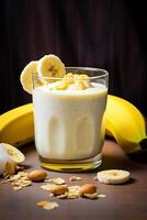 AI generated Delicious banana milk shake photo