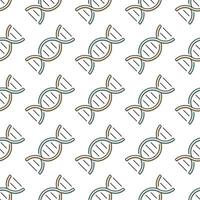 Line icon of DNA, molecular structure of gene. Vector seamless scientific pattern.