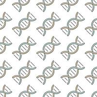 Line icon of DNA, molecular structure of gene. Vector seamless scientific pattern.