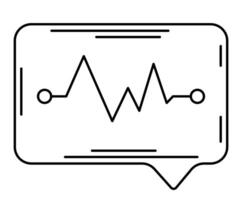 Vector isolated medical icon. Chat symbol, Speech bubble with cardiogram.