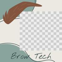 Square post template for social media. Fashionable vector advertising banner, eyebrow makeup concept.