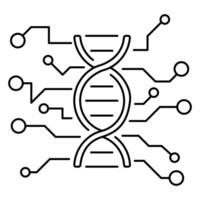 vector aislado línea adn icono. símbolo de molécula estructura, cromosoma.