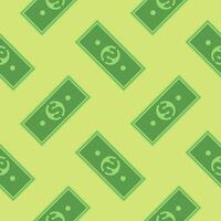 banknote seamless pattern flat design vector illustration. Exchange cash vector illustration on green isolated background. Banknote bill seamless pattern business concept