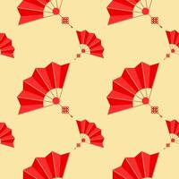 asian folding paper fans seamless pattern vector illustration. Asian hand fan. Traditional fan seamless pattern isolated on color background, paper folding pattern of fans