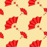 asian folding paper fans seamless pattern vector illustration. Asian hand fan. Traditional fan seamless pattern isolated on color background, paper folding pattern of fans