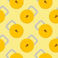 Yellow padlocks. Seamless pattern with colorful locks on a color background. Lock sign seamless pattern background. Business concept vector illustration. Padlock locker symbol pattern.