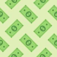 banknote seamless pattern flat design vector illustration. Exchange cash vector illustration on green isolated background. Banknote bill seamless pattern business concept