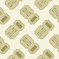 Ticket flat design seamless pattern. Cinema ticket icon seamless pattern background. Admit one coupon entrance vector illustration. Ticket symbol pattern.