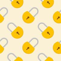 Yellow padlocks. Seamless pattern with colorful locks on a color background. Lock sign seamless pattern background. Business concept vector illustration. Padlock locker symbol pattern.
