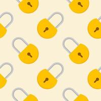 Yellow padlocks. Seamless pattern with colorful locks on a color background. Lock sign seamless pattern background. Business concept vector illustration. Padlock locker symbol pattern.