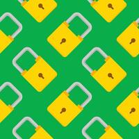 Yellow padlocks. Seamless pattern with colorful locks on a color background. Vector Cyber attack security pattern seamless with keylock