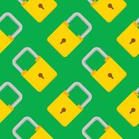 Yellow padlocks. Seamless pattern with colorful locks on a color background. Vector Cyber attack security pattern seamless with keylock