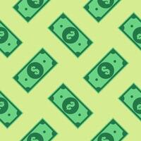 banknote seamless pattern flat design vector illustration. Exchange cash vector illustration on green isolated background. Banknote bill seamless pattern business concept