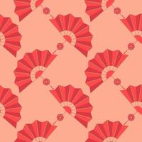asian folding paper fans seamless pattern vector illustration. Asian hand fan. Traditional fan seamless pattern isolated on color background, paper folding pattern of fans
