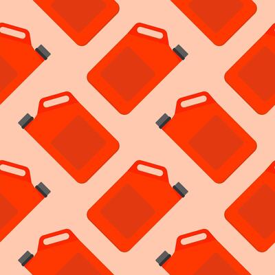 Seamless pattern of canister of gasoline. Petrol simple modern pattern. Canister for motor machine oil. Oil change service and repair. Engine oil vector sign