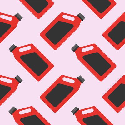 Seamless pattern of canister of gasoline. Petrol simple modern pattern. Canister for motor machine oil. Oil change service and repair. Engine oil vector sign