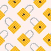 Yellow padlocks. Seamless pattern with colorful locks on a color background. Vector Cyber attack security pattern seamless with keylock