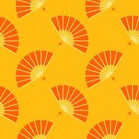 asian folding paper fans seamless pattern vector illustration. Asian hand fan. Traditional fan seamless pattern isolated on color background, paper folding pattern of fans