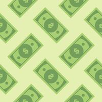 banknote seamless pattern flat design vector illustration. Exchange cash vector illustration on green isolated background. Banknote bill seamless pattern business concept