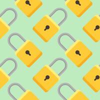 Yellow padlocks. Seamless pattern with colorful locks on a color background. Vector Cyber attack security pattern seamless with keylock