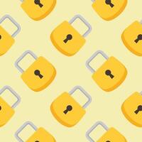 Yellow padlocks. Seamless pattern with colorful locks on a color background. Vector Cyber attack security pattern seamless with keylock