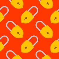 Yellow padlocks. Seamless pattern with colorful locks on a color background. Vector Cyber attack security pattern seamless with keylock