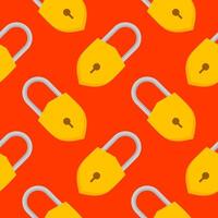 Yellow padlocks. Seamless pattern with colorful locks on a color background. Vector Cyber attack security pattern seamless with keylock