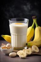 AI generated Delicious banana milk shake photo