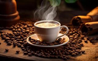 AI generated Coffee drinking ritual bean roasting a drink made from roasted and ground bush exquisite drink energizer creative photo