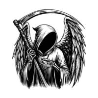 grim reaper with scythe and wings vector