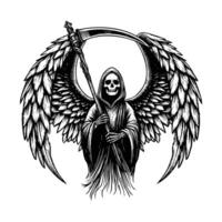 grim reaper with scythe and wings vector