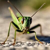 AI generated a green grasshopper photo