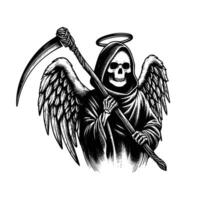 grim reaper with scythe and wings vector