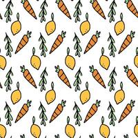 Seamless pattern with carrots and lemons vector