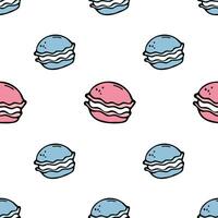 Colored macaroons vector seamless pattern in the style of doodles. Cartoon vector