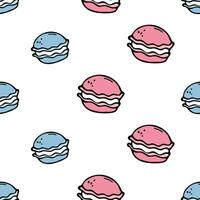 Colorful macaroons vector seamless pattern. Doodle cartoon style