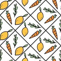 Bright seamless pattern with lemons and carrots vector