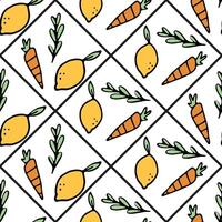 Bright seamless pattern with lemons and carrots vector