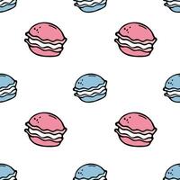 Colored macaroons vector seamless pattern in the style of doodles. Cartoon vector