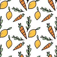 Lemons and carrots seamless pattern isolated on white background vector