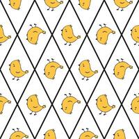 Seamless pattern with cute yellow chickens vector
