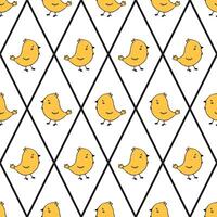 Vector design featuring a continuous pattern of yellow chicks