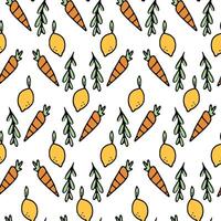 Background seamless pattern with lemon and carrot vector