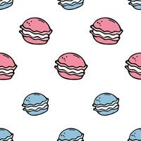 Colored macaroons, vector seamless pattern in the style of doodles