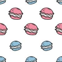 Colored macaroons, vector seamless pattern in the style of doodles