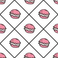 Seamless pattern with multicolored macaroons. Doodle cartoon vector