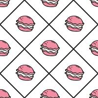 Seamless pattern with multicolored macaroons. Doodle cartoon vector