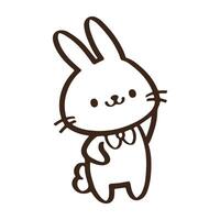 cute Cartoon rabbit stand and wave hello. Easter day. outline vector