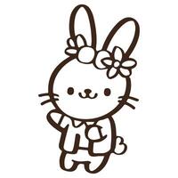 cute Cartoon rabbit dancing and wave hello. Easter day vector